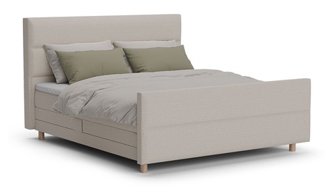 Boxspring Mica soft touch verstelbaar met gestoffeerd matras, beige