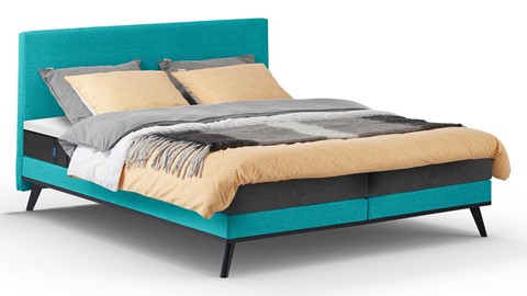 Boxspring Viggo vlak met Emma O2 matras, towel groen