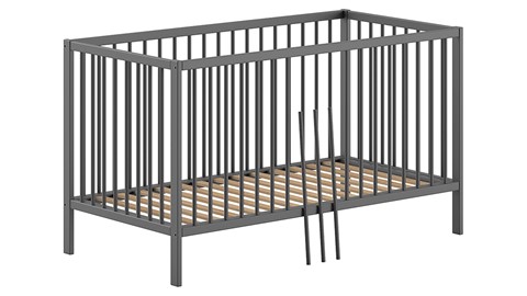 Babyledikant Dino met verzorgingstafel, antraciet