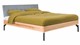 Bed Sky beuken met hoofdbord gecapitonneerd en poot metaal, beuk stof basalt