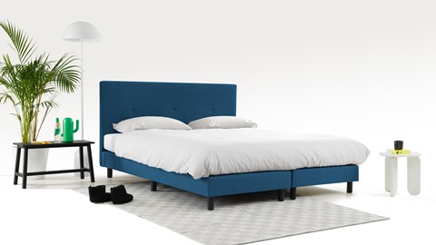 Boxspring Invito vlak met Bridge matras, blauw