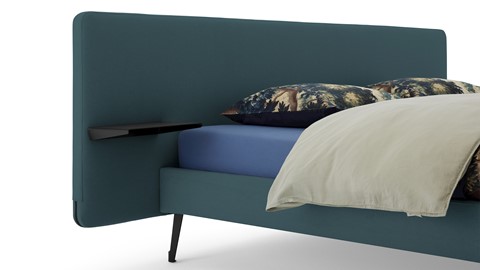 Bed Bädd Forma met Bossflex 400 vlak en gestoffeerd matras, etna teal