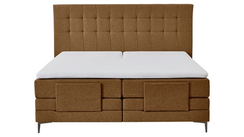 Boxspring Jade verstelbaar met gestoffeerd matras, cognac