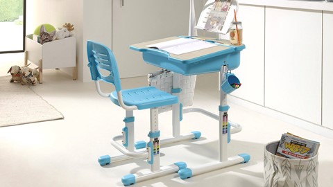 Bureau met bureaustoel Comfortline 301, blauw