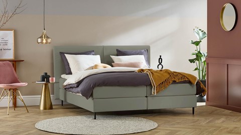 Boxspring Opal vlak met gestoffeerd matras, taupe