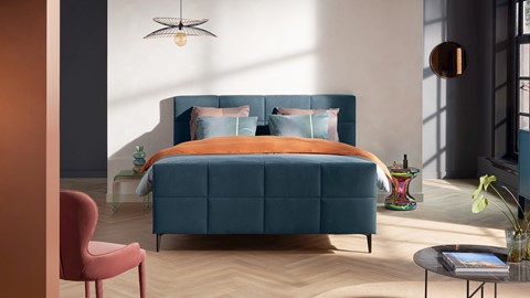 Boxspring Attraktiv Trendik vlak met gestoffeerd matras, challenger teal