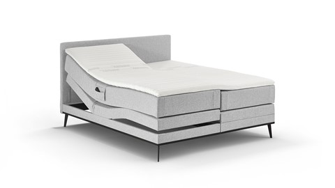 Boxspring Viggo verstelbaar met gestoffeerd matras, oakland grijs