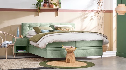 Opbergbox Citrine met gestoffeerd matras, eucalyptus