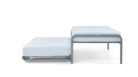 Bed met onderschuifbed Doppia, zilver