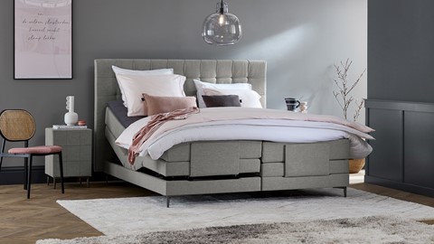 Boxspring Jade verstelbaar met gestoffeerd matras, grey