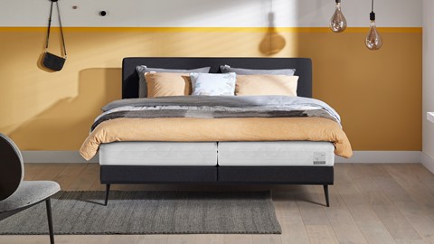 Boxspring Viggo vlak met Silver Pocket Deluxe Foam matras, adore antraciet