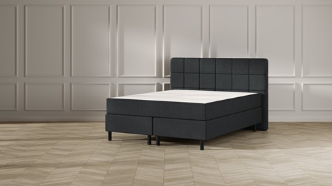 Boxspring Emma Deluxe Elegant vlak  met gestoffeerd matras en poot zwart, dark grey