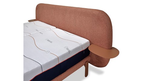 Bed Element met hoofdbord Lush, nachttafels en coolmotion 2 matrassen, powder