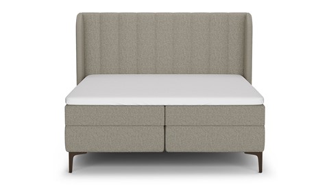Boxspring Ivory soft teddy vlak met gestoffeerd matras, taupe