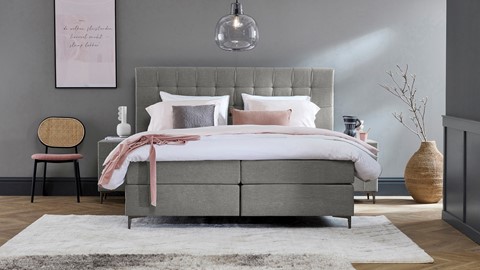 Boxspring Jade vlak met gestoffeerd matras, grey