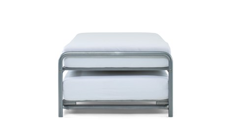 Bed met onderschuifbed Doppia, zilver