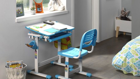 Bureau met bureaustoel Comfortline 201, blauw