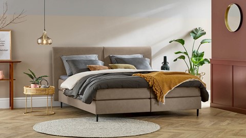 Boxspring Opal vlak met gestoffeerd matras, brown