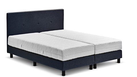 Boxspring Invito vlak met Bridge matras, blauw