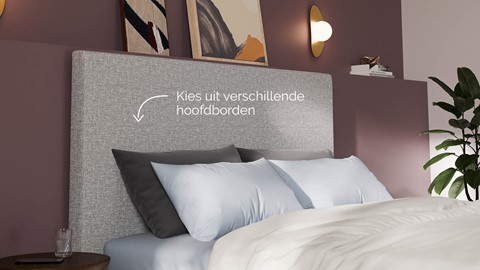 Boxspring Emerald met Silver Pocket Deluxe Foam matras, light grey