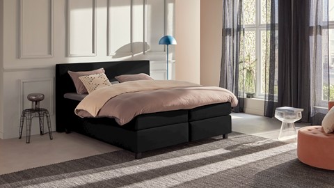 Boxspring Autentik Tunn vlak met gestoffeerd matras, black