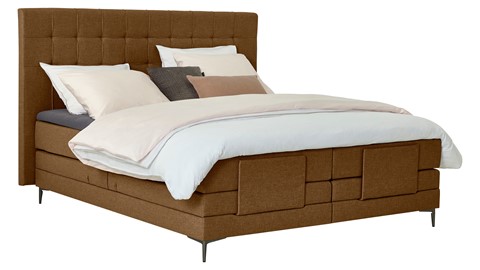 Boxspring Jade verstelbaar met gestoffeerd matras, cognac