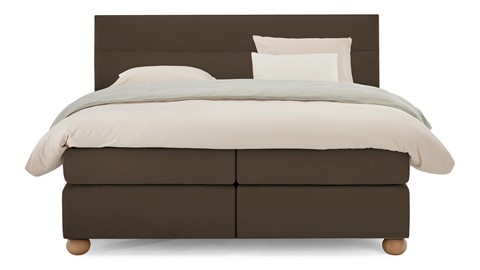Boxspring Solid Lina vlak met gestoffeerd matras, cappuccino