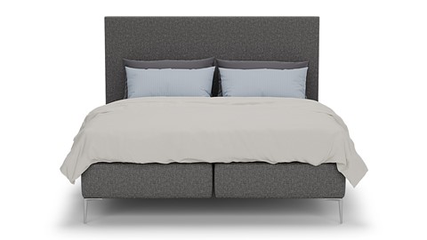 Boxspring Emerald vlak met Silver Pocket Deluxe Foam matras, dark grey