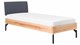 Bed Sky beuken met hoofdbord stof en poot metaal, beuken stof grijs