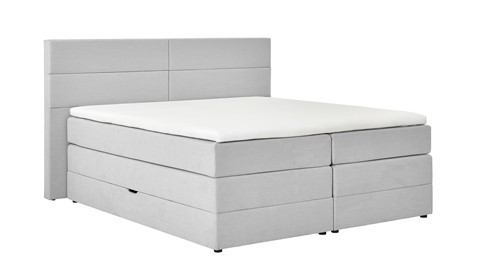 Opbergboxspring Pearl vlak met gestoffeerd matras, lightgrey