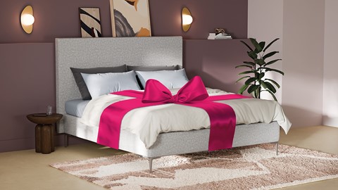 Boxspring Emerald met Gold 300 Foam matras, light grey