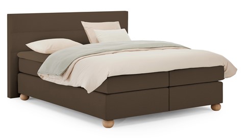 Boxspring Solid Lina vlak met gestoffeerd matras, cappuccino