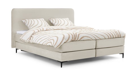Boxspring Quartz vlak met gestoffeerd matras, beige