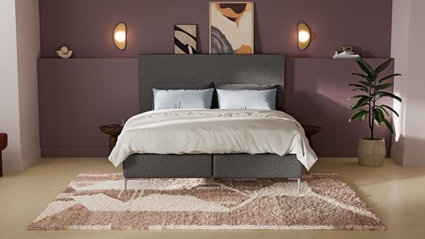 Boxspring Emerald vlak met Silver Pocket Deluxe Foam matras, dark grey