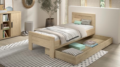 Bed Sam met slaaplade, eik