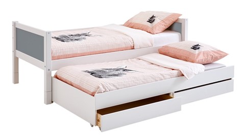 Bed met slaaplade Jip, wit/grijs