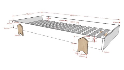 Bed Modulo arrow, wit