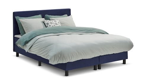 Boxspring Cisano vlak met gestoffeerd matras, blauw