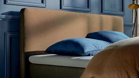 Boxspring Attraktiv Lykka vlak met gestoffeerd matras, caramel