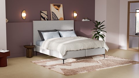 Boxspring Emerald met Silver Pocket Deluxe Foam matras, light grey