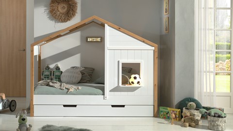 Huisbed 91 met slaaplade Babs, wit