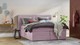 Opbergboxspring Pearl vlak met gestoffeerd matras, pale