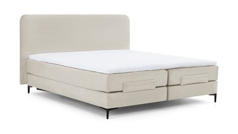 Boxspring Quartz verstelbaar met gestoffeerd matras, beige