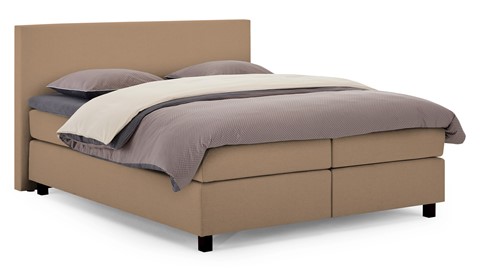 Boxspring Autentik Tunn vlak met gestoffeerd matras, caramel