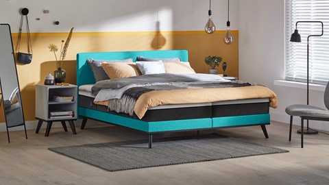 Boxspring Viggo vlak met Emma O2 matras, towel groen