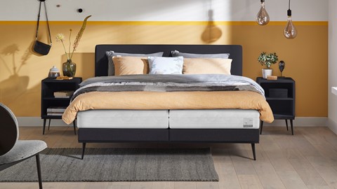 Boxspring Viggo vlak met Silver Pocket Deluxe Foam matras, adore antraciet