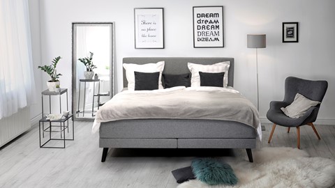 Boxspring Viggo Promo vlak met gestoffeerd matras, oakland grijs