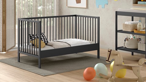 Babyledikant Dino, antraciet
