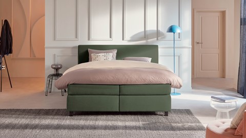 Boxspring Autentik Tunn vlak met gestoffeerd matras, green