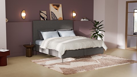 Boxspring Emerald vlak met Silver Pocket Deluxe Foam matras, dark grey